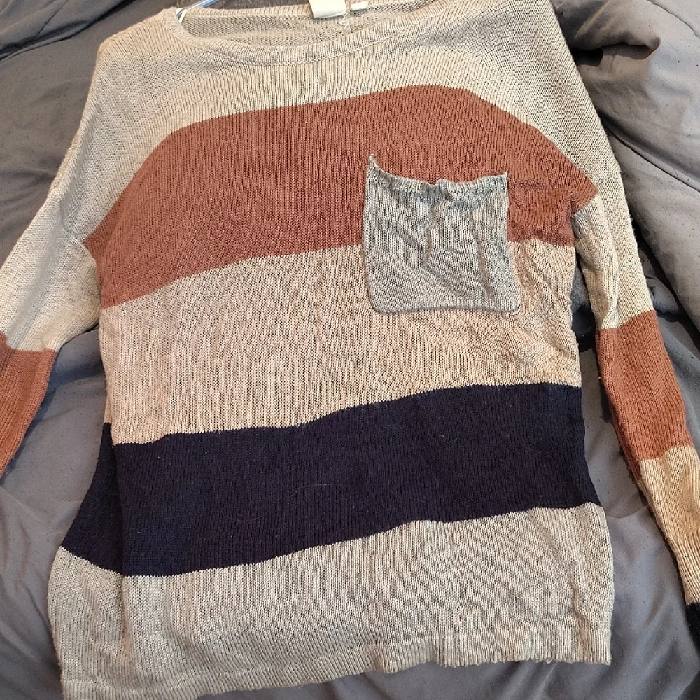 Pink Owl Brown and Tan Crew Neck Sweater - Picture 1 of 3